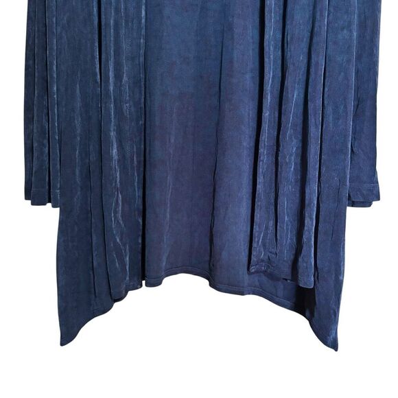 Chicos Travelers Cardigan Womens XL 3 Blue Open Slinky Asymmetrical Open Sweater - Picture 4 of 9